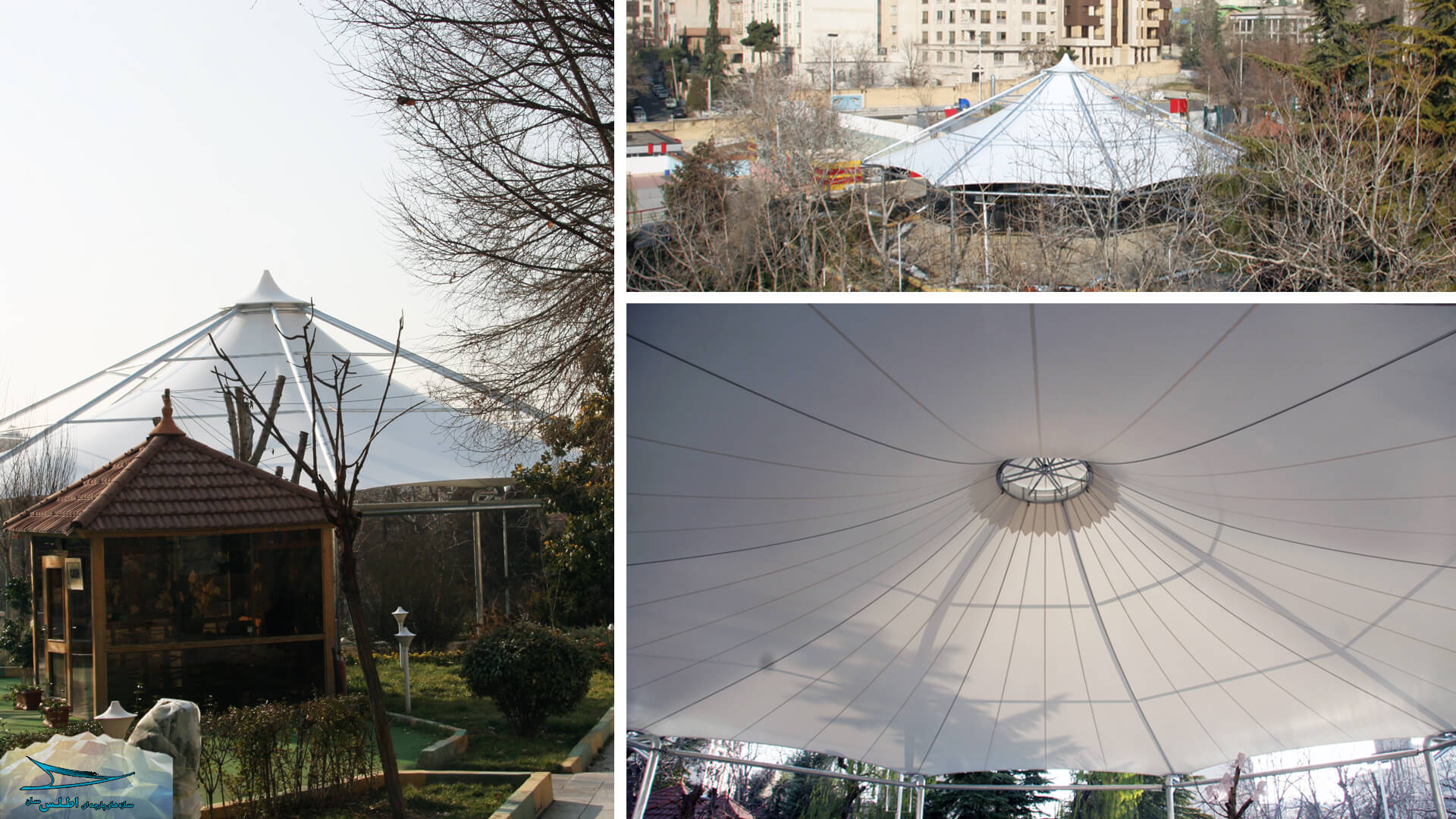 سقف پارچه ای رستوران باشگاه آجودانیه | شرکت اطلس سان