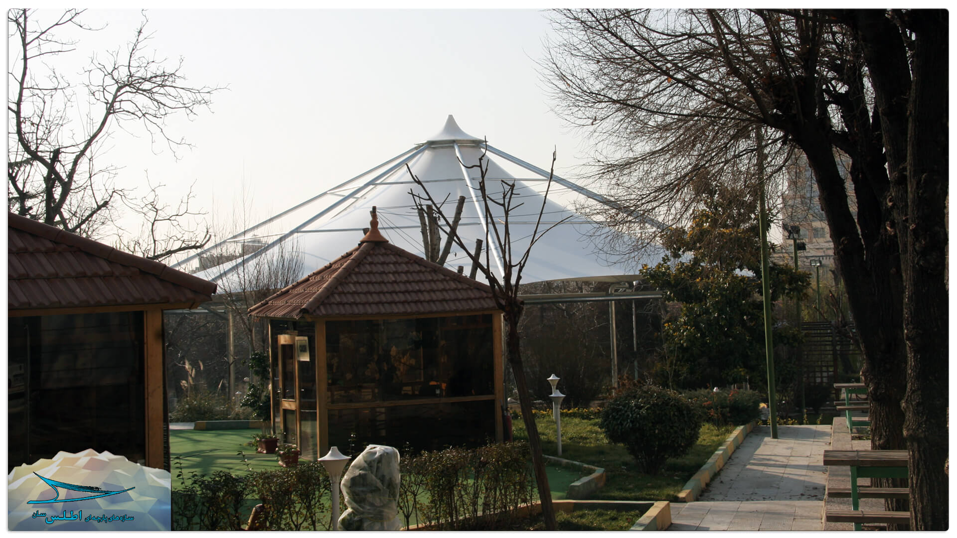 سقف پارچه ای رستوران باشگاه آجودانیه | اطلس سان