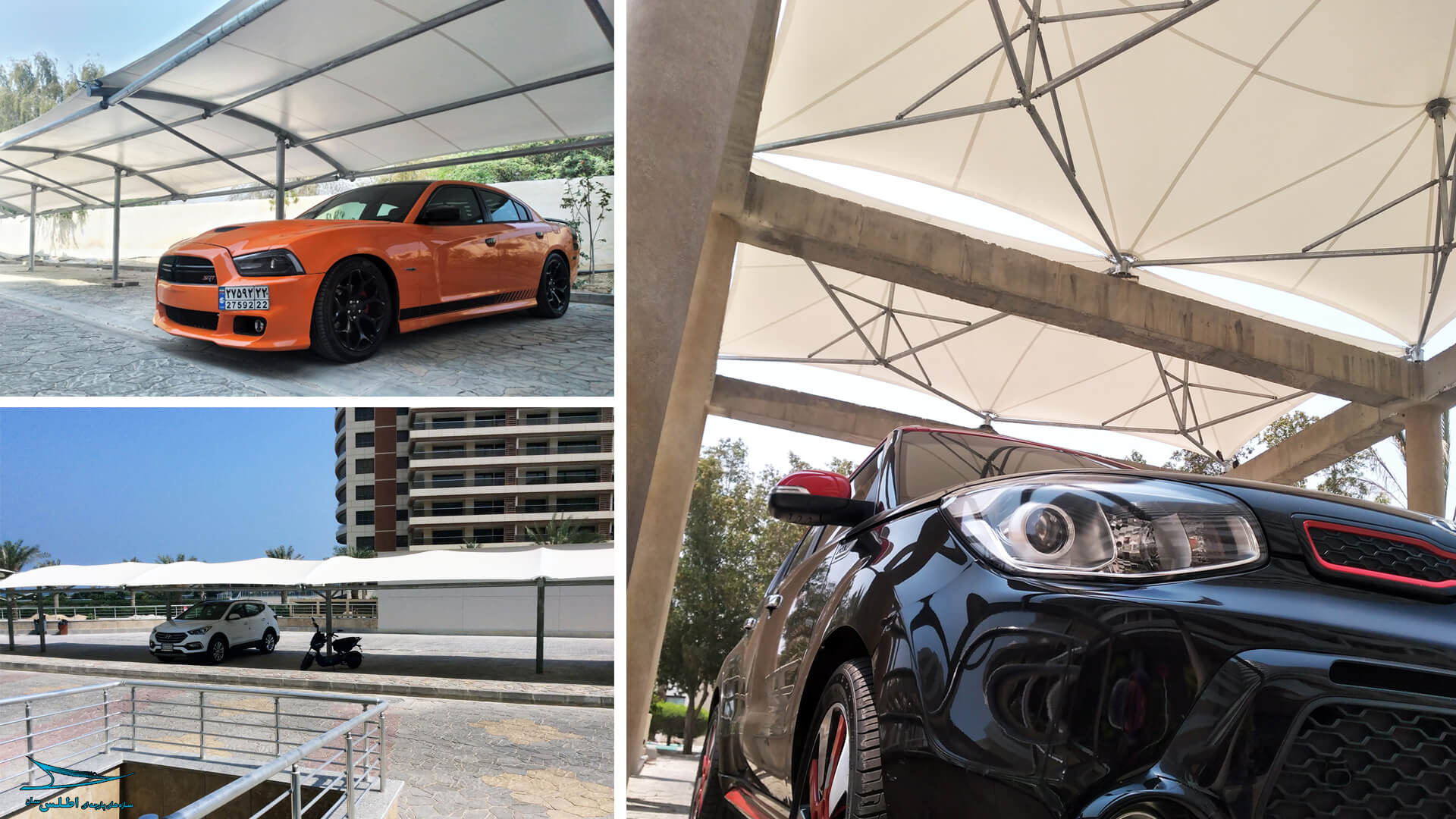 سازه های پارچه ای پارکینگ ، روف گاردن و محوطه برج ساحلی کرانه 1 کیش | سازه پارچه ای اطلس سان سازه های پارچه ای پارکینگ ، روف گاردن و محوطه برج ساحلی کرانه 1 کیش | سازه پارچه ای اطلس سان