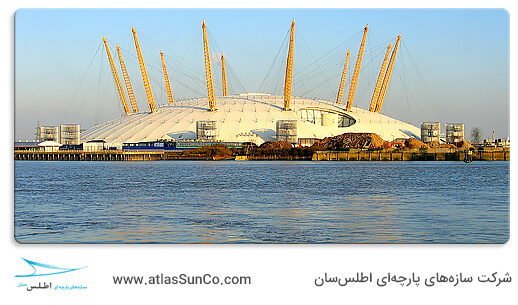 ساختمان Dome لندن در مجاورت رودخانه تایمز که پوشش سقف آن از نوع پارچه PVC می باشد ساختمان Dome لندن در مجاورت رودخانه تایمز که پوشش سقف آن از نوع پارچه PVC می باشد